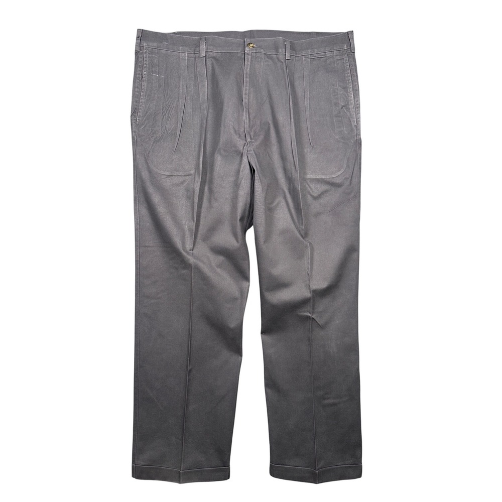 Haggar Black Label‎ Pleated Dress Pants Mens 44x32 Gray Cotton Cuffed